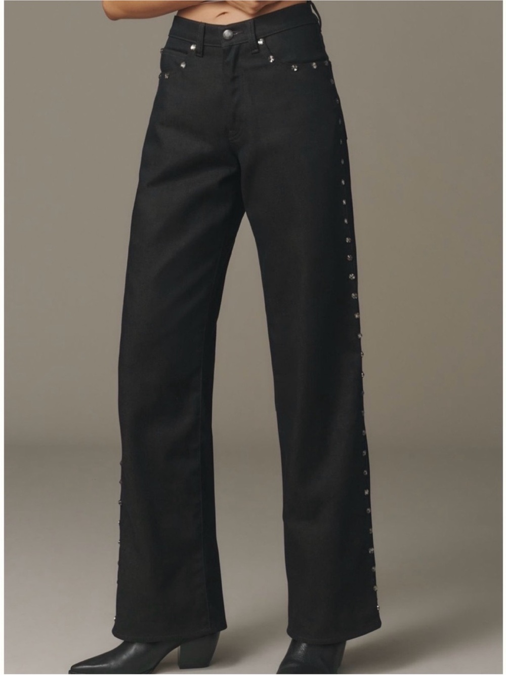 DL1961 Kaylen Embellished Soft Curve High Rise Jeans Size 32 Eternity Black NWT